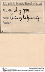 Etiketten zu Quarz (Katzenauge) (NHMW-MIN-Ay784)